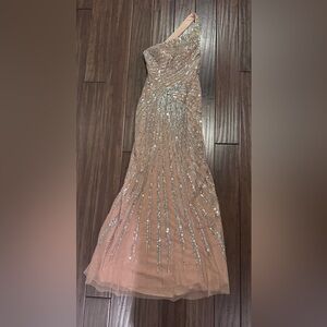 Jovani Silver and Nude Prom Dress